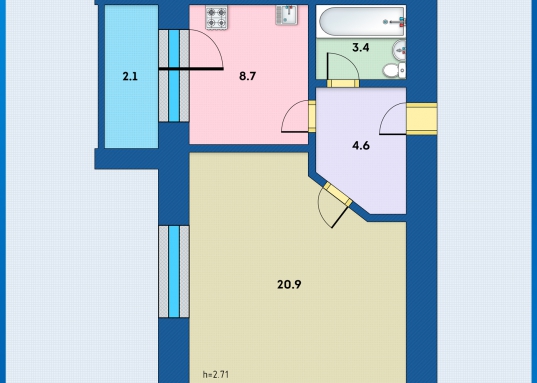 Общая площадь квартиры 40  кв.м., удобная планировка, зал большой, площадью 21 кв.м, кухня 9 кв.м.  Есть лоджия застекленная с выходом из кухни.