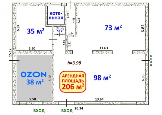 Адрес: ул. Азина, дом 29 а, Общая площадь: 206 м<sup>2</sup>