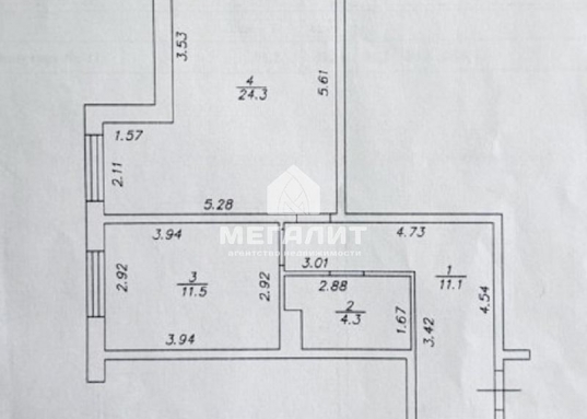 Адрес: ул. Квартал 4, дом 5, Количество комнат: 1, Общая площадь: 51.2 м<sup>2</sup>, Жилая площадь: 24.3 м<sup>2</sup>, Площадь кухни: 11.5 м<sup>2</sup>, Этаж: 3/3, Тип дома: Панельный, Район: Пестречинский