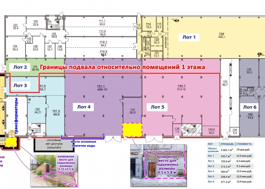 Подвальные помещения 892 м2