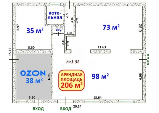 Адрес: ул. Азина, дом 29 а, Общая площадь: 206 м<sup>2</sup>