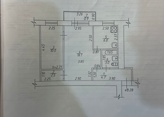Адрес: ул. Чехова, дом 25/31, Количество комнат: 2, Общая площадь: 45.2 м<sup>2</sup>, Жилая площадь: 30.6 м<sup>2</sup>, Площадь кухни: 6 м<sup>2</sup>, Этаж: 3/5, Тип дома: Кирпичный, Район: Вахитовский