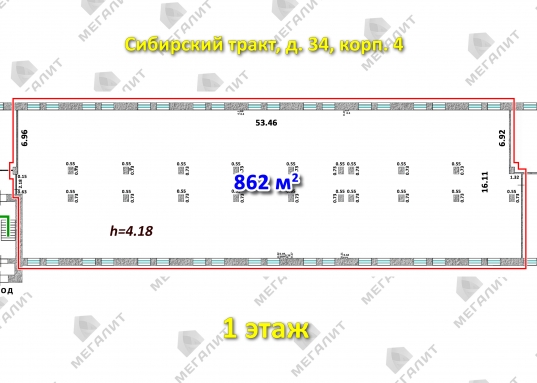 <p><strong>г. Казань</strong></p><p><strong>Сибирский тракт, д. 13, корп.4, <span style="text-decoration:underline;">1 этаж</span></strong></p><p><strong><span style="text-decoration:underline;">Помещение свободного назначения</span></strong></p><ul><li>Общая площадь – 862 кв.м.</li><li>Планировка колонного типа.</li><li>Этаж/этажность: 1/4.</li><li>Высота потолков – 4.18 м.</li><li>2 входа и погрузочно-разгрузочный участок.</li><li>Большой паркинг перед зданием.</li><li>Удобные подъездные пути с ул. Арбузова и Сибирского тракта.</li><li>Рядом расположены остановки общественного транспорта «Арбузова» и «Халитова».</li><li>Отопление – центральное от своей автономной газовой котельной.</li><li>Электричество – 220/380 В (50 кВт, возможно увеличение).</li><li>Круглосуточная охрана, видеонаблюдение.</li><li><strong><span style="text-decoration:underline;">Также имеются офисные помещения в этом же здании</span></strong>.</li></ul><p><strong></strong>600 руб/мес за кв.м (с НДС) + ку​​​​​​​<strong></strong></p><p><strong>_____________</strong></p><p><em>Агент по недвижимости Андрей Миртт</em></p><p><em>АН «МЕГАЛИТ»</em></p><p><em>Продажа, аренда, обмен жилой (квартиры, комнаты, индивидуальный жилой дом, земельные участки, таунхаусы, коттеджи) и коммерческой недвижимости (производственное, складские, торговые, офисные объекты, общепит, земля, площадки).