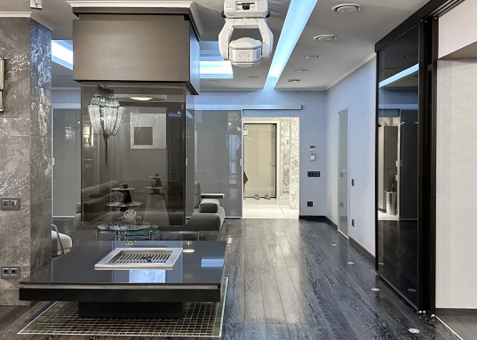 Есть 2 действующих дровяных камина. <br /><br />Квартира с качественным премиальным ремонтом, выполненным по проекту и под авторским надзором Максима Белова (архитектор, дизайнер, кандидат искусствоведения)  и эксклюзивной итальянской и немецкой мебелью и техникой Miele (входят в стоимость).