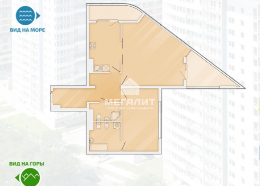 Адлерский район, ул. Кирпичная д.2 корп.1, на 14-ом этаже.<br />​​​​​​​<br />Площадь квартиры 104.3 кв.м., включая балкон и террасу 5,9 и 8,3 кв.м. Высота потолков — 3,15 м. Наш подъезд имеет два выхода, один во двор, другой прямо в город. В собственности 1 м/м в подземном паркинге, площадью 22,8 кв.м., в виде бокса, без соседей слева/справа.<br /><br /><br /><strong>ЖК «Триумф» от надежного застройщика</strong><br /> <br />ЖК «Триумф» занимает территорию в 2,6 га и состоит их трех жилых домов.